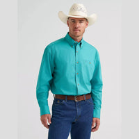 2026 - WRANGLER MENS GEORGE STRAIT ONE POCKET BUTTON DOWN - AQUA