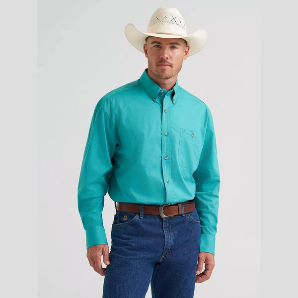 2026 - WRANGLER MENS GEORGE STRAIT ONE POCKET BUTTON DOWN - AQUA