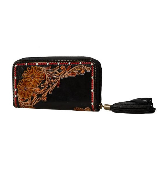 MYRA CAVENDER TRAIL HAND TOOLED WALLET