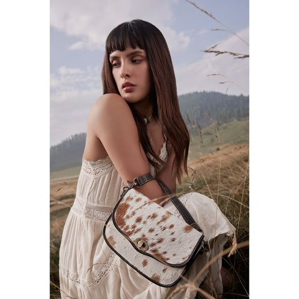 MYRA ANGUS RIDGE LEATHER & HAIRON BAG IN LIGHT HAIR ON HIDE