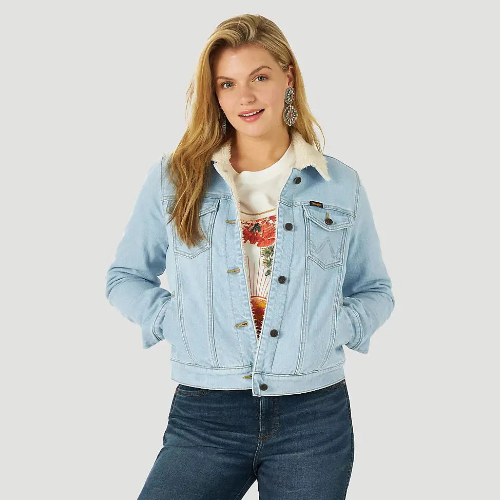 Wrangler Denim Sherpa Womens Jacket Wrangler Women's Sherpa Lined