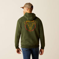 ARIAT MENS BARBWIRE SKULL HOODIE - DARK GREEN