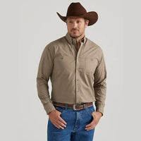 WRANGLER MENS GEORGE STRAIT WESTERN SHIRT - TAN CIRCLE PRINT