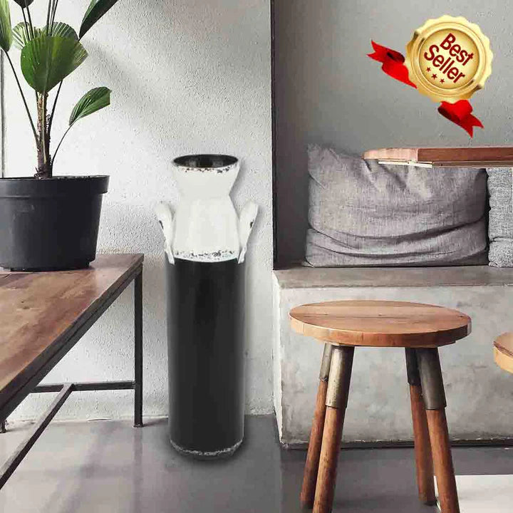 FADED BLACK CANISTER FLOOR VASE