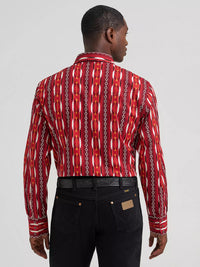 2026 - WRANGLER MENS CHECOTAH WESTERN SNAP PRINT SHIRT - FIRE RED ARROW