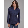 ROPER WOMENS ALL OVER PRINT WESTERN SHIRT - AZTEC BLUE