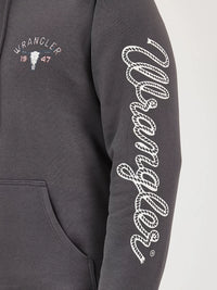 WRANGLER MENS LONG LIVE COWBOYS HOODIE - WORN GREY