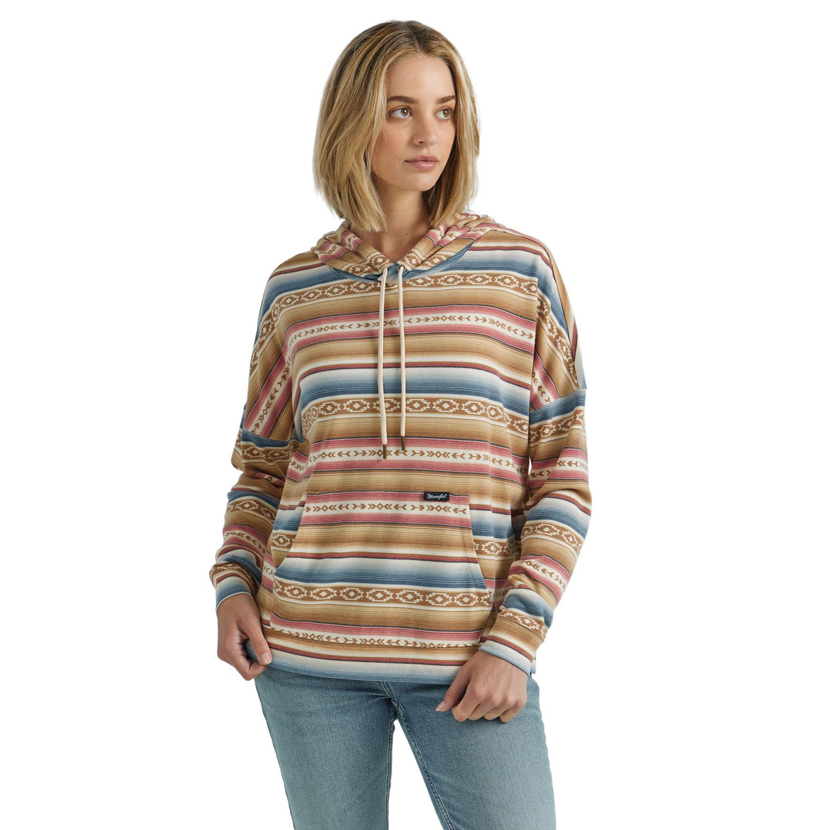 WRANGLER WOMENS RETRO HOODIE - GOLD/BLUE