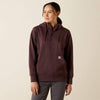 ARIAT WOMENS REBAR SKILL SET 1/2 ZIP HOODIE - FUDGE HEATHER
