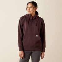 ARIAT WOMENS REBAR SKILL SET 1/2 ZIP HOODIE - FUDGE HEATHER