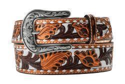 Nocona Ladies Belt 1 7/8-1 1/2 Hand Painted Flowers Copper