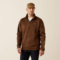 ARIAT MENS CALDWELL LOGO 1/4 ZIP SWEATER - CARAFE