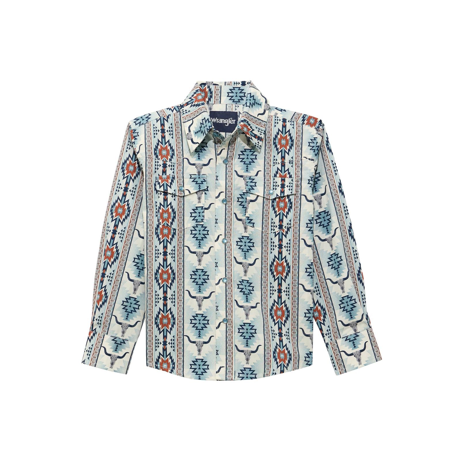 2026 - WRANGLER BOYS CHECOTAH LONG SLEEVE SHIRT - GREY MULTI