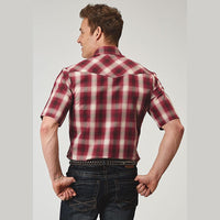 ROPER MENS SHORT SLEEVE RED PLAID SHIRT