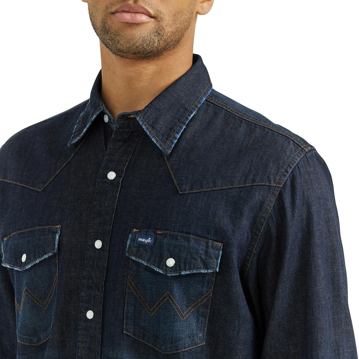 WRANGLER MENS VINTAGE DARK WASH WESTERN SHIRT