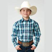 ROPER BOYS COOL BREEZE PLAID WESTERN SHIRT