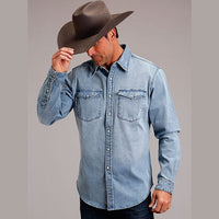 STETSON MENS DENIM SNAP SHIRT