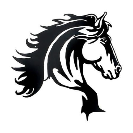 BLACK METAL WALL DECOR - HORSE HEAD