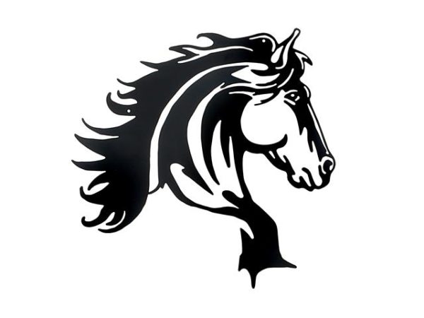 BLACK METAL WALL DECOR - HORSE HEAD