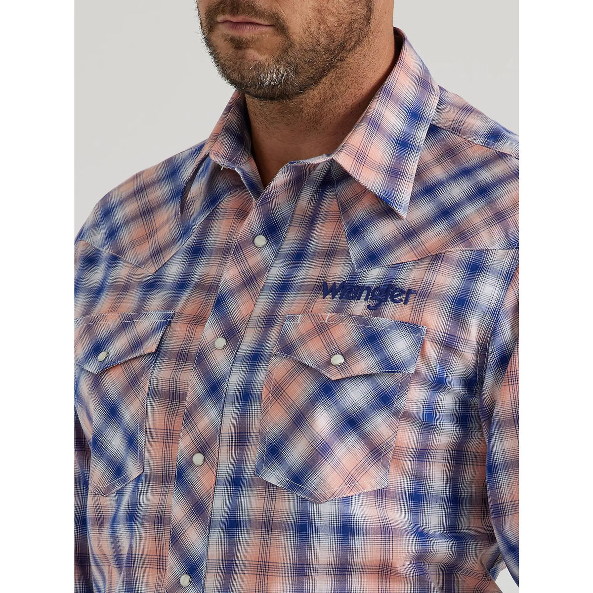 WRANGLER MENS LOGO SNAP SHIRT - PLAID