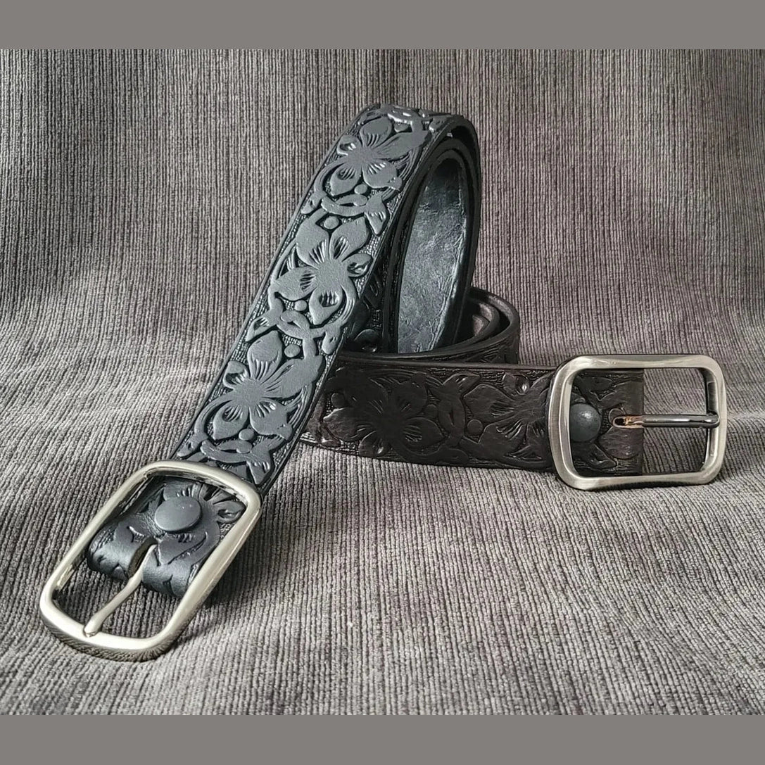 FLORAL EMBOSSED WOMENS BELT