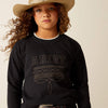 ARIAT GIRLS BOOTED LOGO SWEATSHIRT - BLACK
