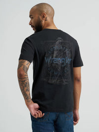 WRANGLER MENS COWBOY BACK GRAPHIC TEE - JET BLACK
