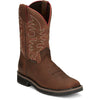 JUSTIN MENS DRILLER PECAN BROWN WATER BUFFALO WESTERN BOOT
