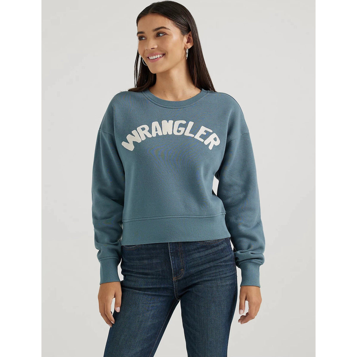 WRANGLER WOMENS SHABBY LOGO PULLOVER SWEATSHIRT