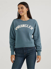 WRANGLER WOMENS SHABBY LOGO PULLOVER SWEATSHIRT