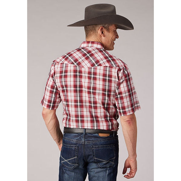 ROPER MENS SHORT SLEEVE RED/WHITE PLAID SHIRT