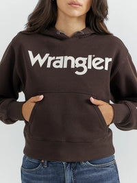 WRANGLER WOMENS RETRO PUNCHY HOODIE - DARK BROWN