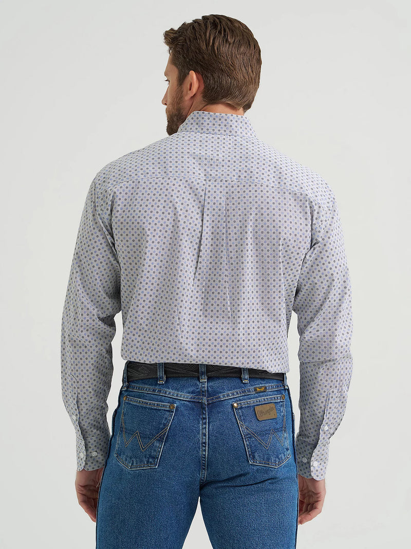 WRANGLER MENS GEORGE STRAIT BUTTON DOWN SHIRT - BLUE GREY SWIRL