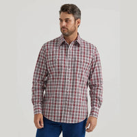 WRANGLER MENS WRINKLE RESISTANT SNAP SHIRT - RED PLAID