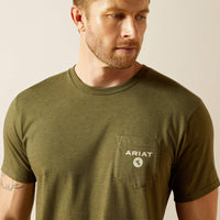 ARIAT MENS ROPED DIAMOND TEE SHIRT - MILITARY HEATHER