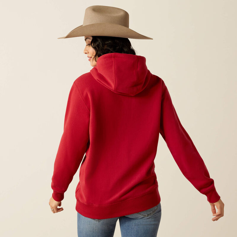 ARIAT WOMENS RANCH GOODS HOODIE - RIO RED