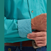 2026 - WRANGLER MENS GEORGE STRAIT ONE POCKET BUTTON DOWN - AQUA