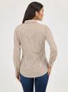 WRANGLER WOMENS ALL OCCASION WESTERN SNAP SHIRT - TAN STRIPES