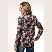 ROPER WOMENS CORAL FLORAL PRINT WESTERN SHIRT