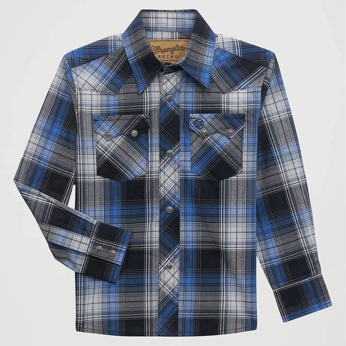 WRANGLER BOYS RETRO WESTERN SHIRT - JET NAVY