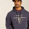 ARIAT MENS SOUTHWESTERN LONGHORN HOODIE - ODYSSEY GREY