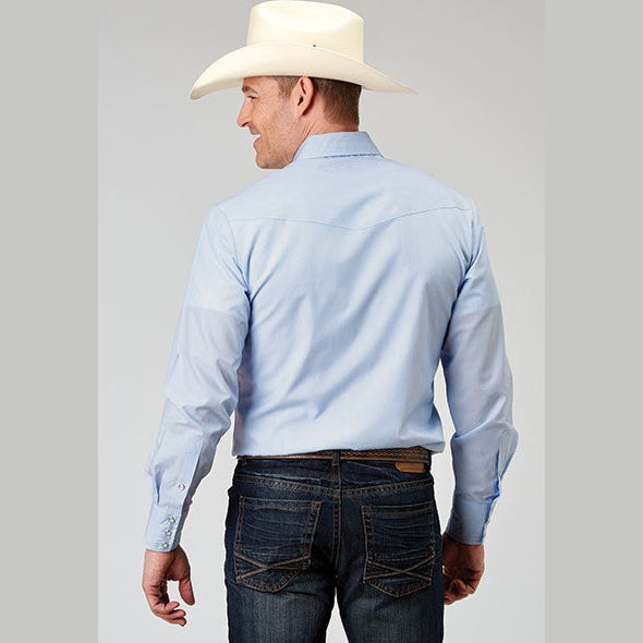 ROPER MENS TONE ON TONE BLUE SHIRT