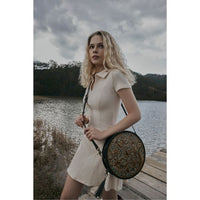 MYRA MAGNOLIA MORN HAND TOOLED ROUND BAG