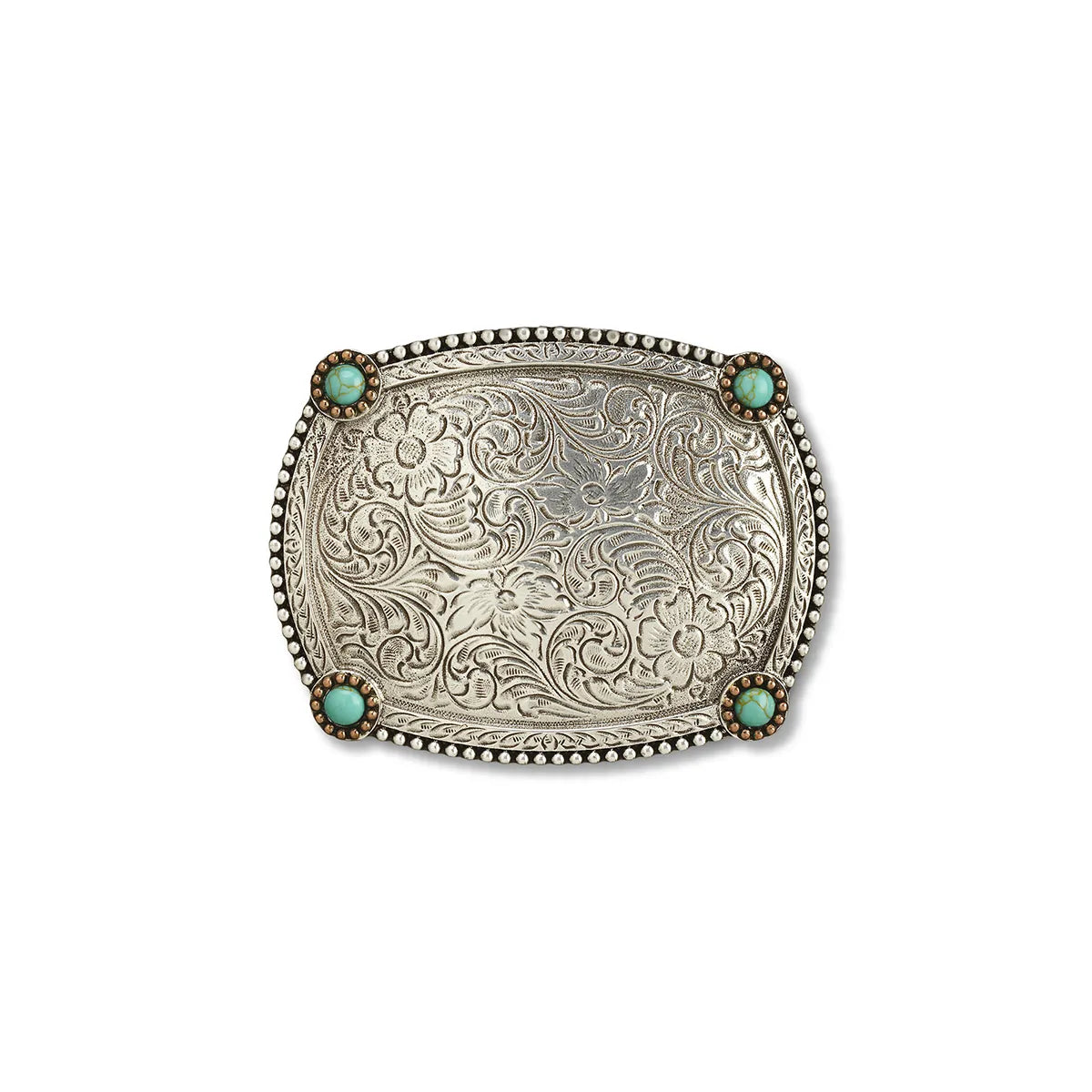 Ariat Rectangle Buckle Beaded Edge Turquoise Corners