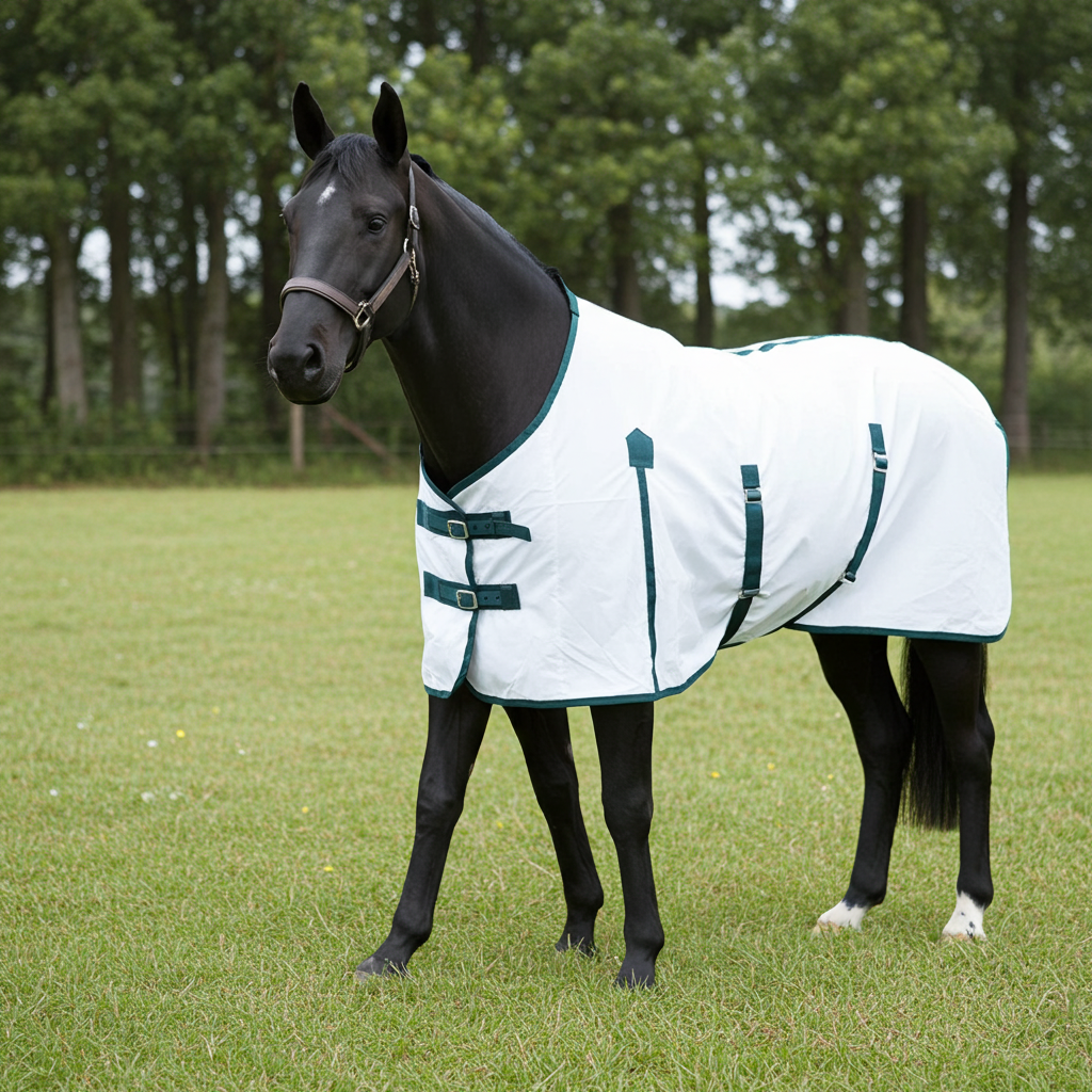 Couverture volante nordique avec bande ventrale et bordure verte - tour de cou standard