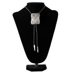 Double S Bolo Tie Flower Stone