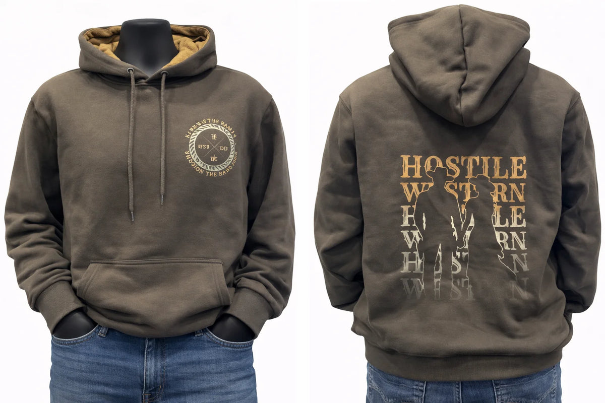 Western Hostile Mens Hoodie - Brown