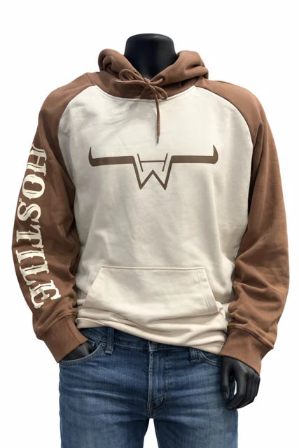 Western Hostile Mens Hoodie - Brown Beige