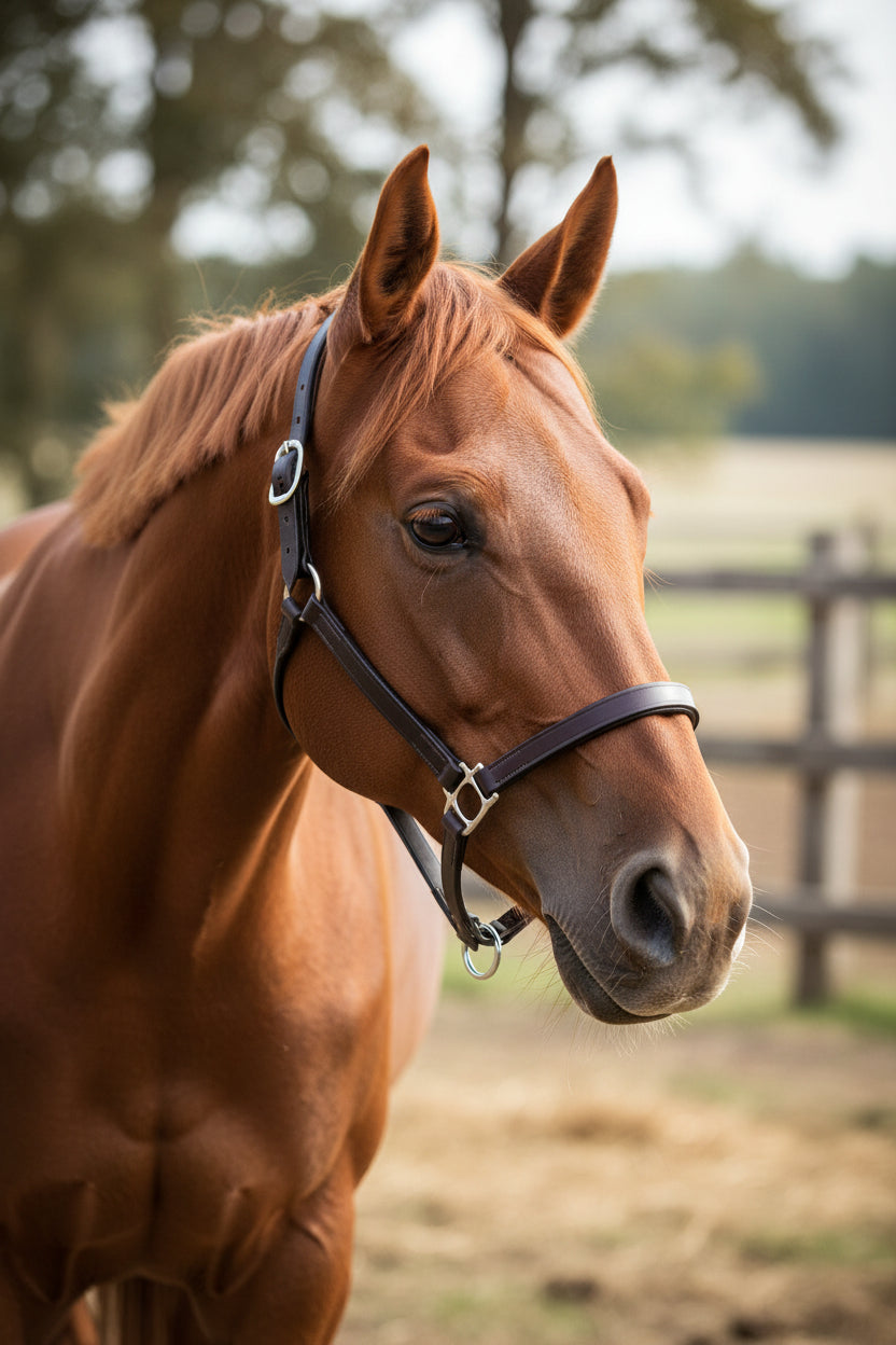 Yearling Herman Oak Riveted Halter - 3/4"Wide
