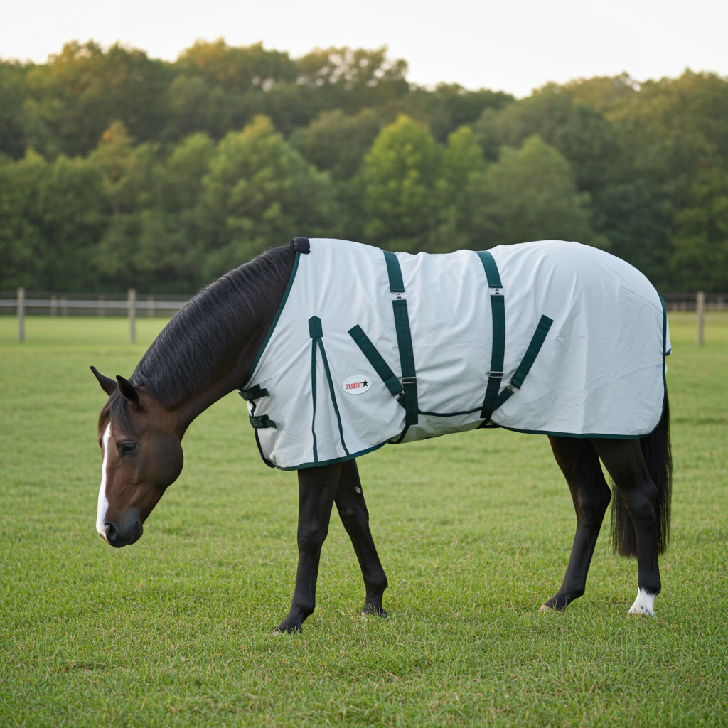 Couverture volante nordique avec bande ventrale et bordure verte - tour de cou standard